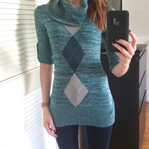 Argyle Cowl Neck Sweater - XS